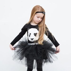 Boutique Black Panda Tutu Dress 2T